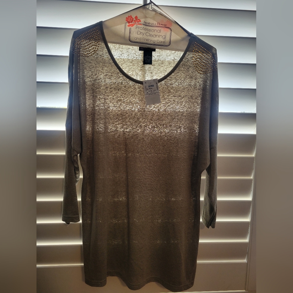 Dark Green Top WithGold Accents